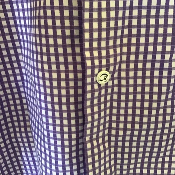 Robert Graham gingham checkered purple shirt 17.5 - Picture 4 of 9